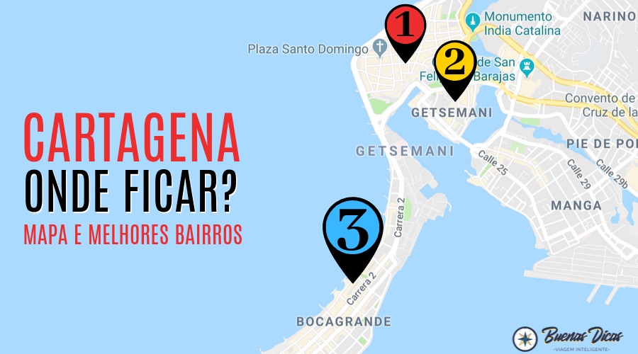 Mapa de onde se hospedar em Cartagena, Colômbia – Melhores bairros